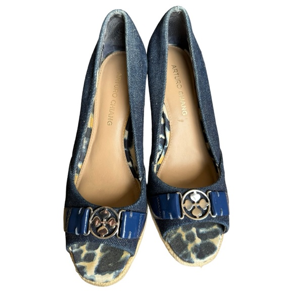 Arturo Chiang Ralin Espadrille Peep Toe Wedge Heel Sz. 7.5 M - Picture 1 of 4